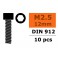 Cilinderkopschroef - Binnenzeskant - M2,5X12 - Staal (10st)