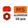 Aluminium zelfborgende zeskantmoer - M5 - Rood (10st)