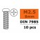 Pan Head Screw - M2,5X8 - Galvanized Steel (10pcs)