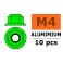 Aluminium Nylstop Nut M4 - Flanged - Green (10pcs)