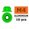 Aluminium zelfborgende zeskantmoer met flens - M4 - Groen (10st)