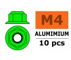 Ecrou aluminium autobloquant avec flasque - M4 - Vert (10pcs)