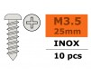 Vis à tôle tête bombée - 3,5X25mm - Inox (10pcs)