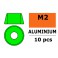 Rondelles aluminium pour vis M2 T. Cy. - DE:6mm - Vert (10pcs)