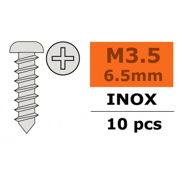 Zelftappende cilinderkopschroef - 3,5X6,5mm - Inox (10st)