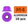 Aluminium zelfborgende zeskantmoer met flens - M4 - Paars (10st)