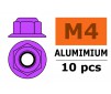 Ecrou aluminium autobloquant avec flasque - M4 - Violet (10pcs)