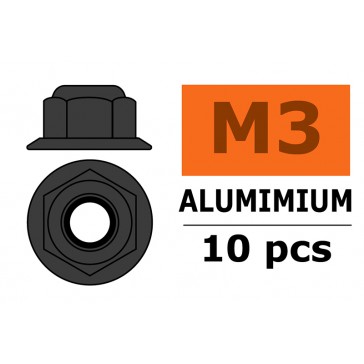 Aluminium Nylstop Nut M3 - Flanged - Gun Metal (10pcs)