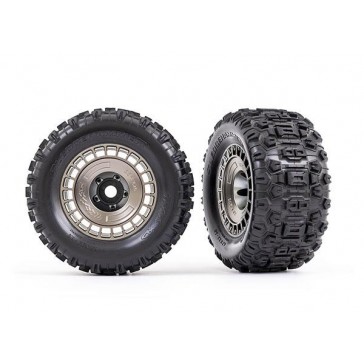 Tires and wheels, assembled, glued (3.8' satin black chrome wheels, s