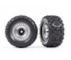 Tires and wheels, assembled, glued (3.8' satin chrome wheels, satin c
