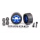 Wheels, wheelie bar, 6061-T6 aluminum (blue-anodized) (2)/ axle, whee