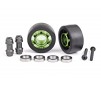 Wheels, wheelie bar, 6061-T6 aluminum (green-anodized) (2)/ axle, whe