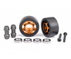 Wheels, wheelie bar, 6061-T6 aluminum (orange-anodized) (2)/ axle, wh
