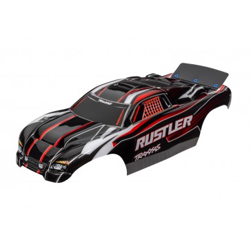 Body, Rustler (also fits Rustler VXL), red & black (painted, decals a