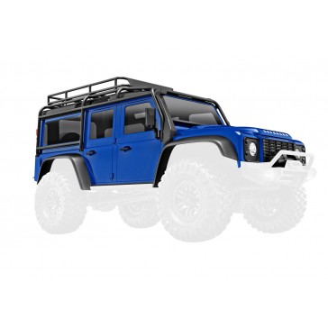 Body, Land Rover Defender, complete, blue (includes grille, side mirr