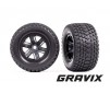Tires & wheels, assembled, glued (X-Maxx black wheels, Gravix tires,
