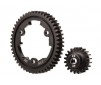 Spur gear, 50-tooth, steel (wide-face)/ gear, 20-T pinion (1.0 metric