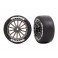 Tires and wheels, assembled, glued (multi-spoke black chrome wheels,