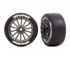 Tires and wheels, assembled, glued (multi-spoke black chrome wheels,