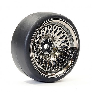 1/10 (4) DRIFT D1 TYRE w/9MM CLASSIC WHEELS-BK CHROME