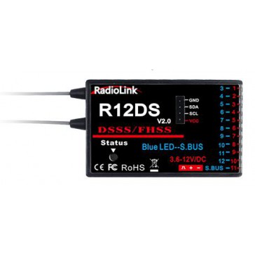 R12DS 2.4Ghz 12-Ch Receiver (DSSS + FHSS)