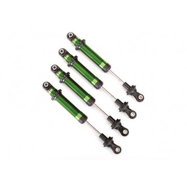 Shocks, GTS, aluminum (green-anodized) (assembled without springs) (4