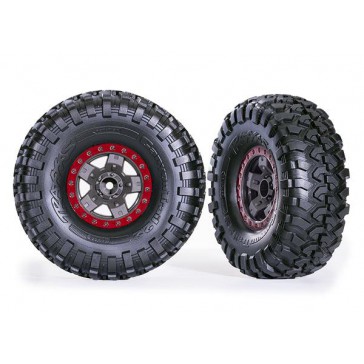 Tires & wheels, assembled, glued (TRX-4 Sport 2.2' gray, red beadlock
