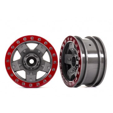 Wheels, TRX-4 Sport 2.2 (gray, red beadlock style) (2)