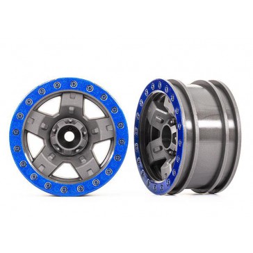 Wheels, TRX-4 Sport 2.2 (gray, blue beadlock style) (2)