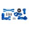 Steering bellcranks (left & right)/ draglink (6061-T6 aluminum, blue-