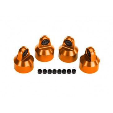 Shock caps, aluminum (orange-anodized), GTX shocks (4)/ spacers (8)
