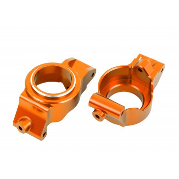 Caster blocks (c-hubs), 6061-T6 aluminum (orange-anodized), left & ri