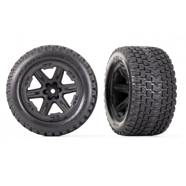 Tires & wheels, assembled, glued (2.8') (RXT black wheels, Gravix tir