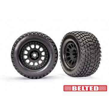 Tires & wheels, assembled, glued (XRT Race black wheels, Gravix belte