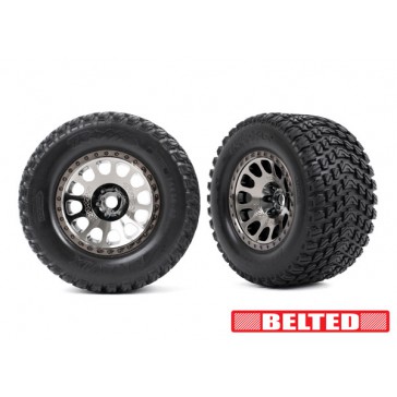 Tires & wheels, assembled, glued (XRT Race black chrome wheels, Gravi