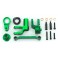 Steering bellcranks, draglink (green-anodized 6061-T6 aluminum)/ bell