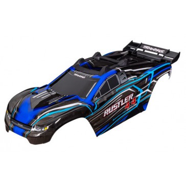 Body, Rustler 4X4, blue (painted, decals applied) (assembled with fro