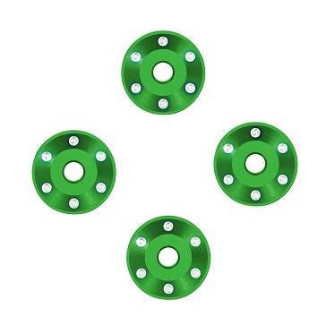 Wheel washers, machined aluminum, green (4)