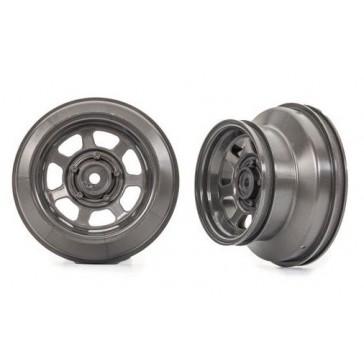 Wheels, dirt oval, graphite gray, dual profile (2.2 outer, 3.0 inner)