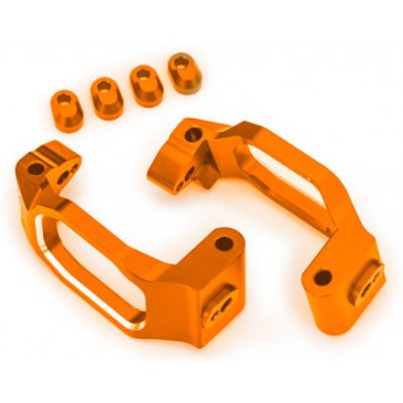 Caster blocks, 6061-T6 aluminum (orange-anodized), left & right/ 4x22