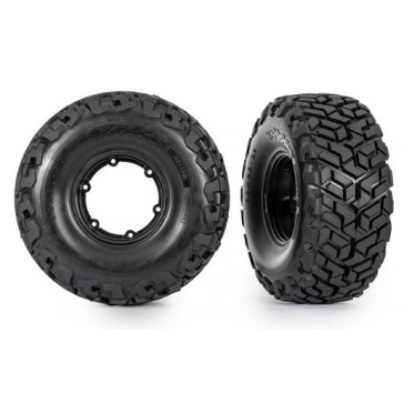 Tires & wheels, assembled, glued, left (1), right (1) (black wheels,