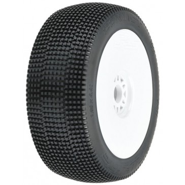 1/8 Convict S3 Front/Rear Buggy Tires Mounted 17mm White Wheels (2)