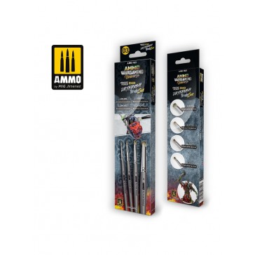 AMMO WARGAMING MINIATURE PREM. DIO DRYBRUSH BRUSH SET