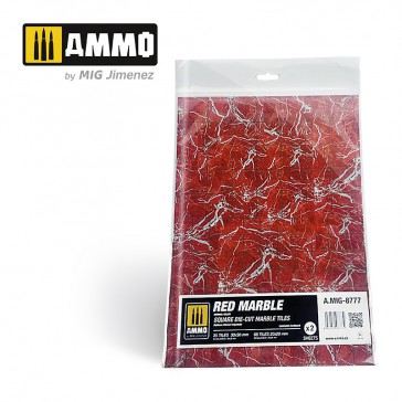 MARBLE RED, SQUARE DIE-CUT TILES 2 PCS.