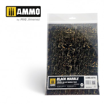 MARBLE BLACK, SQUARE DIE-CUT TILES 2 PCS.