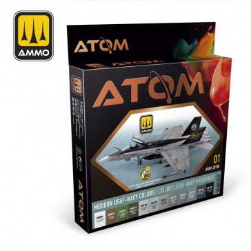 ATOM ACR. PAINT SET 1 MODERN USAF-NAVY COLORS 12 JARS