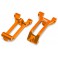 Caster blocks (c-hubs), 6061-T6 aluminum (orange-anodized), left & ri