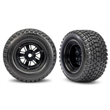 Tires & wheels, assembled, glued (Pro Scale Sand Car Race black wheel