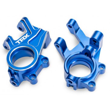 Steering blocks, 6061-T6 aluminum (blue-anodized) (left & right)/ 3x8