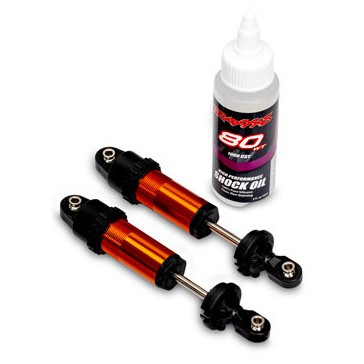 Shocks, GT-Maxx, front, aluminum, orange-anodized (fully assembled w/